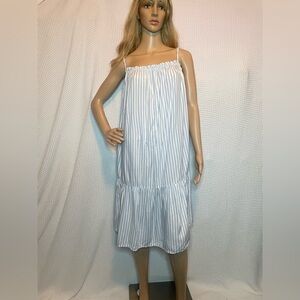 H&M White With Blue Strips Dress/nightgown Size XL